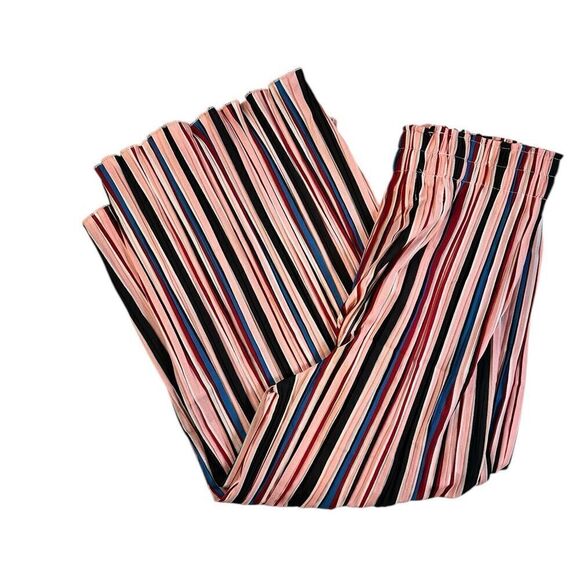 NWT Oscar S Women’s Multi Striped Palazzo Cropped Pants Pull On - Size Large - Picture 3 of 6